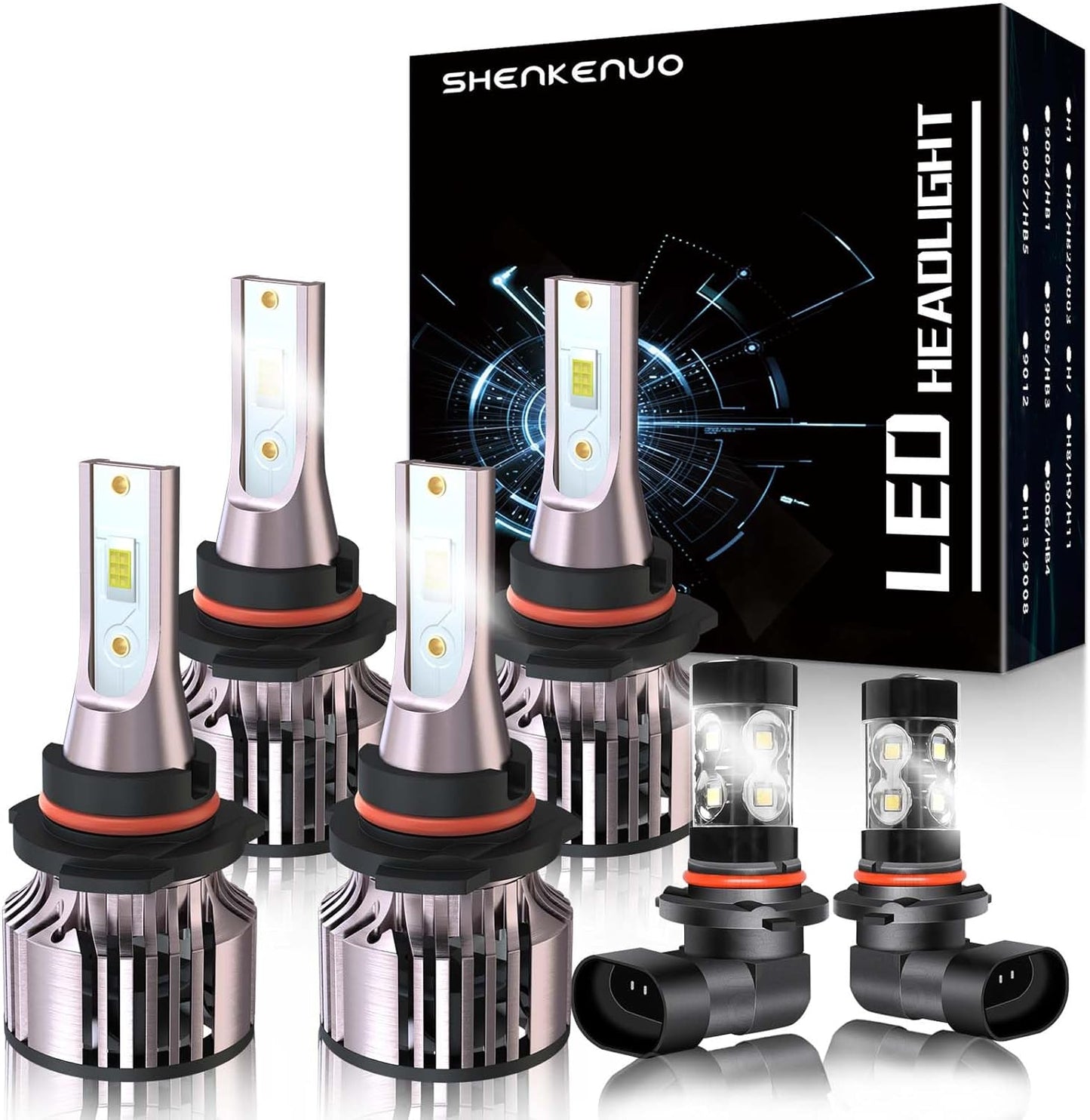 SHENKENUO Fit For DODGE RAM 1500 2500 3500 Without Projector(2013-2018) 9005+H11 High/Low Beam LED Bulbs + 9145/9006 LED Fog Light Bulbs,6500K Cool White Plug and Play，Pack of 6