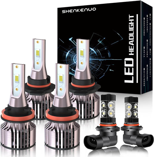 SHENKENUO Fit For DODGE RAM 1500 2500 3500 Without Projector(2013-2018) 9005+H11 High/Low Beam LED Bulbs + 9145/9006 LED Fog Light Bulbs,6500K Cool White Plug and Play，Pack of 6