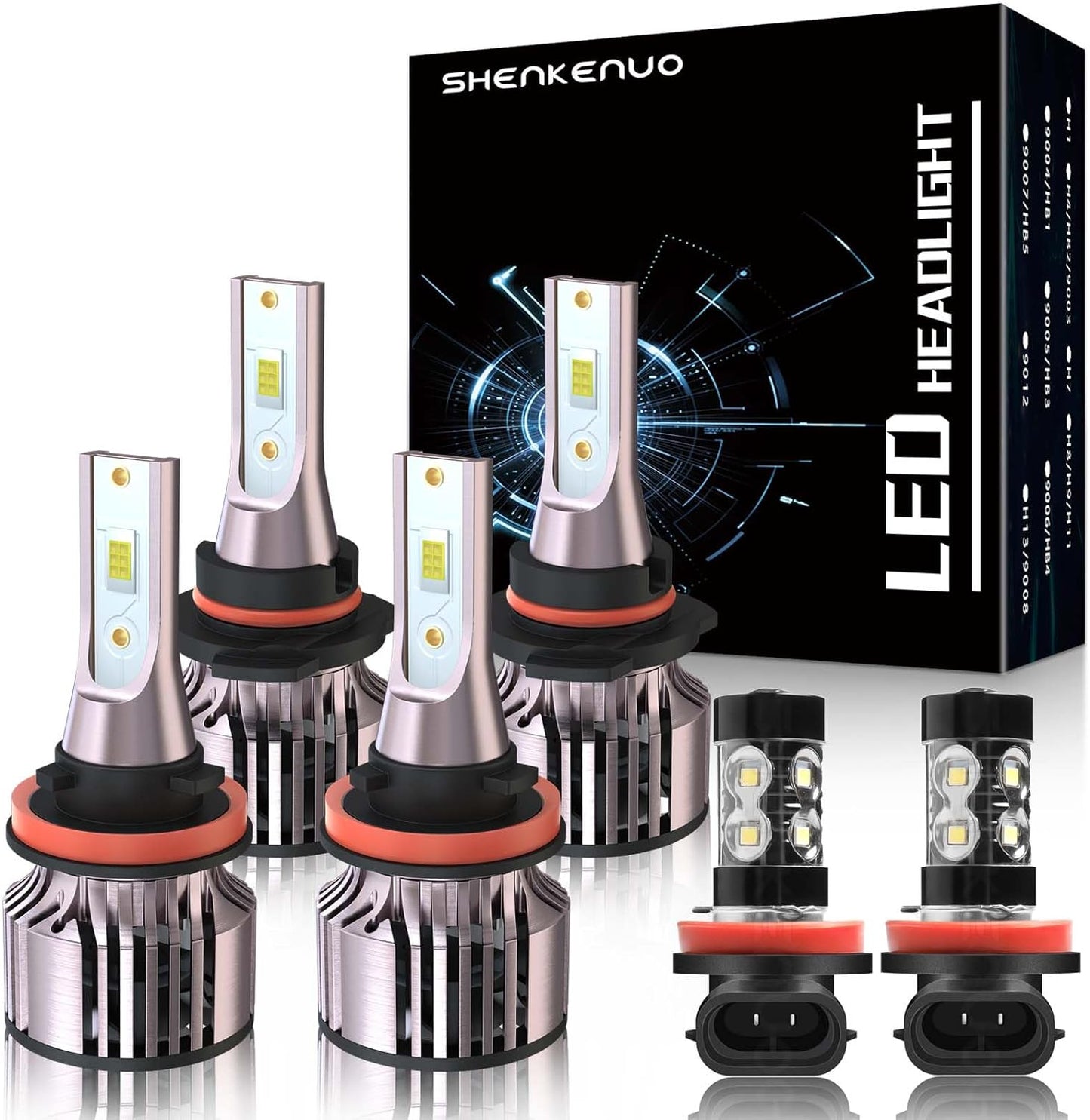 SHENKENUO Fit For DODGE RAM 1500 2500 3500 Without Projector(2013-2018) 9005+H11 High/Low Beam LED Bulbs + 9145/9006 LED Fog Light Bulbs,6500K Cool White Plug and Play，Pack of 6